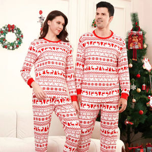 ملابس نوم طويلة الأكمام ناعمة مطبوعة ، منامة بخصر مرن للتنفس ، منامة حرارية عائلية مطابقة للخريف وعيد الميلاد - Product Image 3