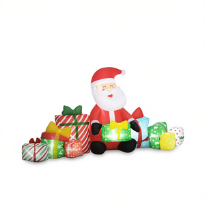Père Noël gonflable avec cadeaux, décoration de Noël extérieure pour la cour, en PVC, 1,20 m de haut, décoration de vacances pour la pelouse ou le jardin - Product Image 1