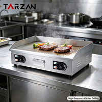 Plaque de cuisson électrique professionnelle en acier inoxydable à surface entièrement rainurée pour restaurant et hôtel