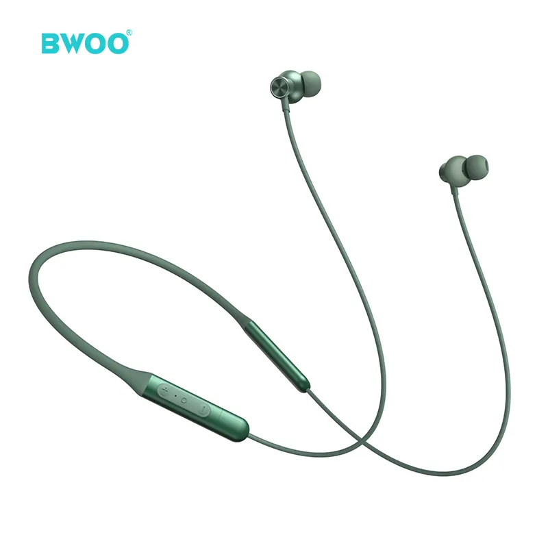 BWOO wholesale portable wireless neckband earphone BT 5.2 noise-canceling in-ear headphone