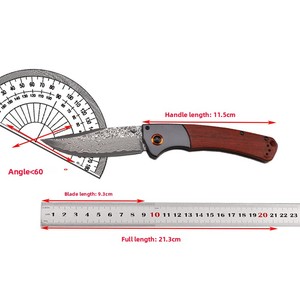Couteau de poche EDC de survie pour le camping, en <span class=keywords><strong>acier</strong></span> Damas 15080, <span class=keywords><strong>avec</strong></span> manche en bois de rose/G10, pour le commerce transfrontalier, <span class=keywords><strong>coupe</strong></span>-fruits - Product Image 4