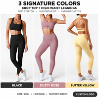 Ensemble de yoga 2 pièces GM pour femmes : Soutien-gorge de sport dos nu et leggings taille haute à poches, séchage rapide, logo personnalisé, vêtements de sport en gros