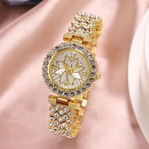 Reloj de Pulsera de Moda para Mujer con Pedrería, Esfera con Flores en Oro Rosa, Reloj de Cuarzo para Dama, Reloj de Joyería - Product Image 4