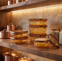 Conteneur alimentaire en verre H en gros, boîte de préparation de repas hermétique avec couvercle verrouillable, anti-fuite, compatible micro-ondes et congélateur