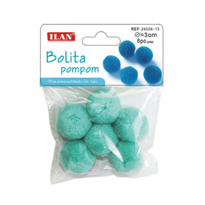Ilan <b>Wool</b> Pompom 3.0 Cm Turquoise Color <b>Craft</b> Supply - Product Image 2