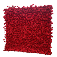 Panneau de fond mural en fleurs de soie rouge 3D personnalisé, décoration de mariage, mur de fleurs artificielles pour la décoration de mariage