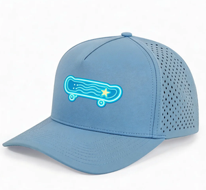 OEM Wholesale Custom 5 Panel Unisex Polyester Baseball Cap Laser Cut Hole High Performance Sport Golf Hats - Product Image 2