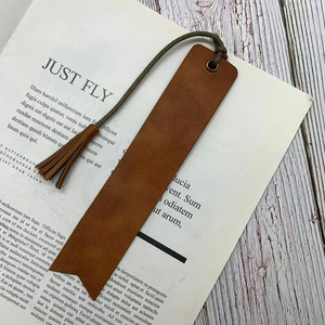 Marcadores de cuero con borlas en stock, impresión de logotipo grabable con láser, pestañas de lectura, pasadores de página con patrón Crazy Horse, regalos para estudiantes. - Product Image 1