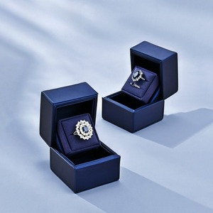 Custom New ring <b>storage</b> <b>box</b>, wedding proposal ring <b>box</b>, <b>blue</b> PU leather couple ring gift <b>box</b> - Product Image 2