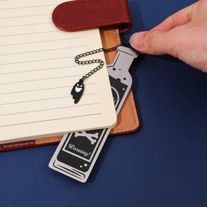 Marcapáginas Creativo con Forma de Botella de <span class=keywords><strong>Vino</strong></span>, con Borla, Texto Divertido, Marcapáginas Gótico de Acero Inoxidable - Product Image 3