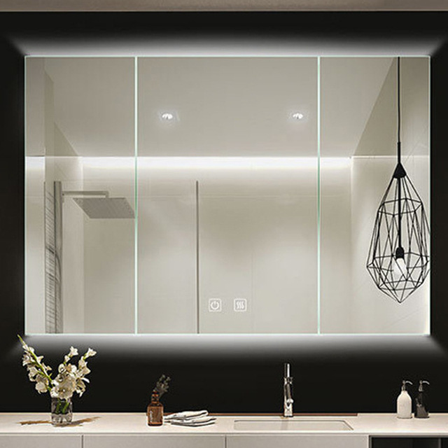 LED Smart Touch Screen Anti-Fog Modern Rectangle Bathroom Mirror with LED Light for Hotel & Villa Use