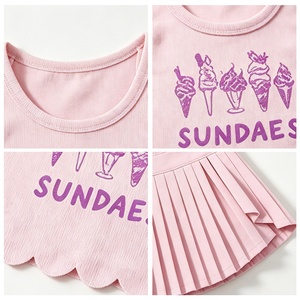 Completo da tennis <span class=keywords><strong>sportivo</strong></span> per bambine con stampa cartoon, top senza maniche con bordo smerlato e gonna a pieghe - <span class=keywords><strong>Abbigliamento</strong></span> <span class=keywords><strong>sportivo</strong></span> per bambine (Magazzino USA) - Product Image 2