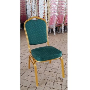 Modern <b>Stackable</b> Metal Banquet <b>Chair</b> With Golden Iron Frame For Restaurant <b>Dining</b> And Commercial Event Use - Product Image 1