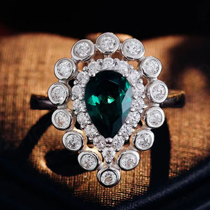 Anillo de Esmeralda con Certificación NGTC, Anillo de Oro Blanco Sólido Real de 10k, 14k, 18k, Anillo de Moissanita Blanco de Lujo para Mujer, Regalo - Product Image 3