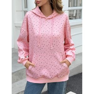 Sweat-shirts à capuche oversize pour femmes, à motif floral, décontractés, à manches longues, coupe ample, avec cordon de serrage - Product Image 3