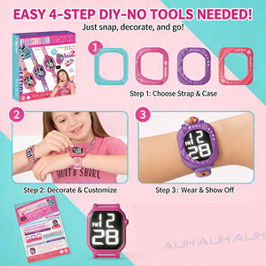 Kit de fabrication de montres DIY AiJH, décorations de dessins animés, beauté artisanale, éducatif, avec pile bouton intégrée, montre intelligente, bijoux, jouet pour enfants - Product Image 4
