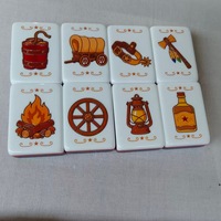 Nouvel ensemble de mahjong américain de luxe gravé sur le thème du cowboy occidental, tuiles en acrylique marron premium à 3 couches, best-seller pour les fêtes 160