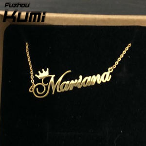 Oro Corona <span class=keywords><strong>Collana</strong></span> <span class=keywords><strong>con</strong></span> <span class=keywords><strong>Nome</strong></span> Personalizzato <span class=keywords><strong>In</strong></span> <span class=keywords><strong>Argento</strong></span> Sterling <span class=keywords><strong>925</strong></span> Corsivo Carattere - Product Image 4