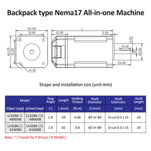 Lichuan DC20 ~ 30V1.2A 1000PPR darbe/RS485 kontrol 0.48/0.8N.m 2 faz Nema17 açık döngü/kapalı döngü entegre StepperMotors sürücü - Product Image 5