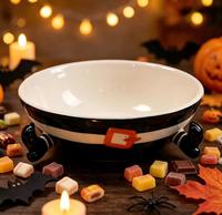 Plat à bonbons en céramique pour Halloween - Assiette à collation mignonne, bol de service pour gâteaux, vaisselle de fête fantaisie