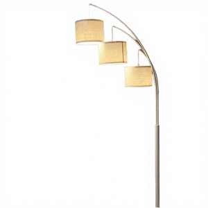 Lámpara de Pie LED Moderna con 3 Pantallas de Tela en Color Blanco Hueso, Altura Ajustable, Base Metálica, Control Remoto, Alta Luminosidad y Regulable - Product Image 4