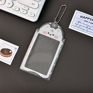 Porte-cartes personnalisé Kpop transparent avec paillettes, mignon, grenouille, <span class=keywords><strong>pingouin</strong></span>, 3 pouces, PVC, pour étudiantes, cœur, petit porte-cartes, rangement de cartes aléatoires. - Product Image 5