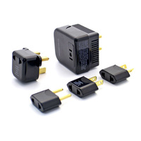 Black Soshine Adaptor Set Steker, Konverter 220/240V Ke 110/120V Universal 4 In 1 US / UK / EU / AU