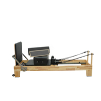 2026 Mini Equipo de Pilates Reformer Clásico de Madera con Barra de Pie Ajustable y Resorte Reforzado, Estilo Athleisure de Moda, con Caja