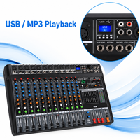 Mezclador de Audio V12-USB de 12 Canales, Consola de Sonido con 24 Efectos DSP, Ecualizador Gráfico de 7 Bandas, USB, Bluetooth para Estudio, Escenario y Transmisión en Vivo