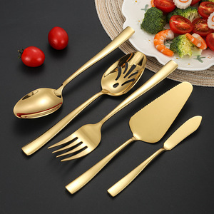 Juego de cubiertos de acero inoxidable, cucharas para servir, tenedores, palas para pizza, cuchillos para aceite, para buffets, hoteles, pulido espejo, calidad alimentaria - Product Image 3