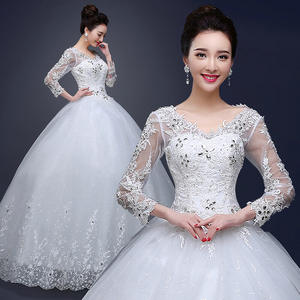 S0375T 2024奢华女式婚纱优雅风格齐肩可拆卸火车高品质缎面面料二合一尾巴 - Product Image 1