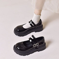 Chaussures Mary Jane pour enfants en cuir verni à plateforme avec boucle cœur, antidérapantes, pour l'école et les occasions formelles