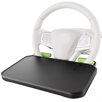 Plateau de table multifonctionnel pour voiture SAIJI pour nourriture, ordinateur portable avec fente rétractable pour volant, surface givrée, plateau pour volant de voiture