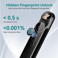 Serrure de porte intelligente à reconnaissance faciale 3D, interphone vidéo IA, commande vocale, contrôle WiFi via l'application Tuya, accès par empreinte digitale, mot de passe, carte et clé