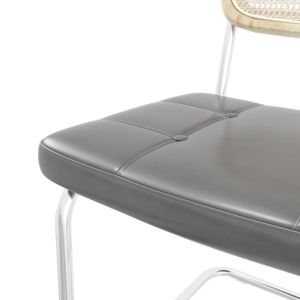 Juego DB de 2 sillas de comedor de cuero gris con respaldo alto y esponja de alta densidad para comedor, sala de estar o dormitorio - Product Image 6