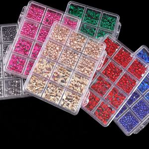 Lot de 12 grilles de strass 3D à dos plat de tailles variées pour ongles, fournitures de petites breloques en résine acrylique, <span class=keywords><strong>cristal</strong></span> et perles pour DIY - Product Image 2