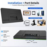 SWA1408T RK3568 Pantalla Táctil LED RGB de 14 Pulgadas con Android 14 para Montaje en Pared, WiFi 6, PoE, Entrada HDMI Opcional, NFC
