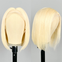 Perruques en cheveux humains blondes 613, coupe bob, péruviennes, entièrement en dentelle, courtes et lisses, perruques frontales en dentelle 613, vente en gros