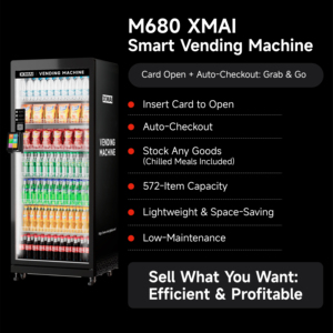 Distributeur automatique XMAI Max 680L avec technologie de vision IA, 24 pieds cubes, double porte vitrée, accepte Apple <span class=keywords><strong>Pay</strong></span> et Google <span class=keywords><strong>Pay</strong></span>, 4G LTE à distance - Product Image 2