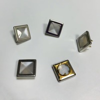 Kancing Logam Tersembunyi Berbentuk Persegi Berkilau 9MM 10MM 12MM 14MM Warna Emas Perak Lima Cakar 4 Bagian Berhias Berlian untuk Pakaian