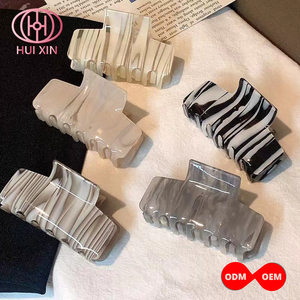 HUIXIN, venta al por mayor, accesorios para el cabello, horquillas cuadradas a rayas, pinzas para el cabello para mujeres, tira de cebra, pinzas de pinza de acetato - Product Image 1
