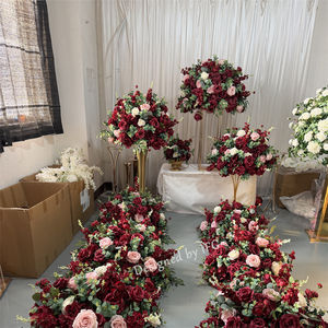 زهور اصطناعية رائجة البيع من IFG 2026، ورود خضراء وحمراء داكنة، زهور الهيدرانجيا لتزيين طاولات حفلات الزفاف - Product Image 5