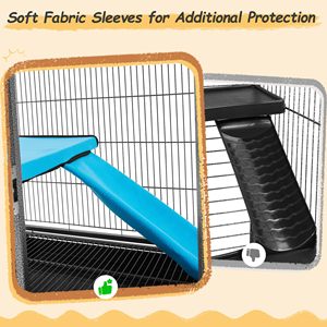 Cage à roulettes en métal pour rats/furets/chinchillas adultes, cage pour petits animaux avec rampe et plateforme amovibles, noire - Product Image 2