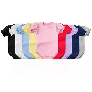 2024 GOTS认证有机棉婴儿服装0-3个月新生婴儿连衫裤素色婴儿服装套装