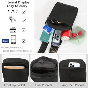 תיק sling קטן לגברים ולנשים עם rfid, נגד גניבה קרוסדרסינג תיק נסיעות מזדמנים עבור טיולים רגליים - Product Image 2