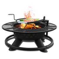 Brasero rond en métal de 30 pouces pour bois avec écran anti-étincelles et couvercle de pioche, barbecue 2-en-1 pour patio extérieur, jardin, camping