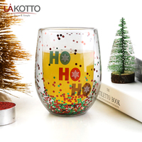 Tasse de café en verre thermorésistant pour enfants, avec des paillettes, d'eau, style boho, 12 oz, résistante à la chaleur, double paroi, pour les cadeaux de noël