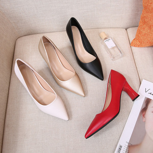 Zapatos <span class=keywords><strong>de</strong></span> Tacón Grueso con Punta en Pico para Mujer, Resistentes al Desgaste, para Azafatas, Multicolores, para Oficina, Bodas y Uso Diario - Product Image 1