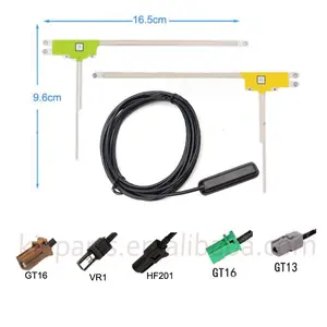 日本車用2つの黄色の2つの緑色のフィルムアンテナと高ゲインHF201コネクタTVアンテナISDBケーブル