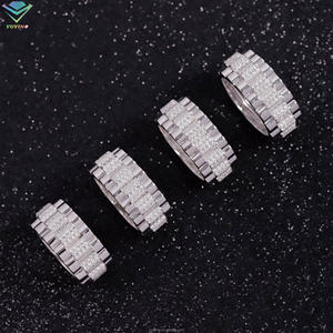 Anillos de Eternidad con Certificado GRA de Moissanita, Plata 925 Chapada en Oro, Engaste de Garra, Corte Baguette, Anillos de Boda de Lujo Unisex - Product Image 2